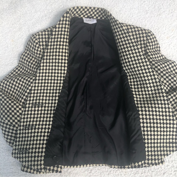 Akris blazer houndstooth check cream & black jacket women’s size 8 hourglass - Picture 9 of 15